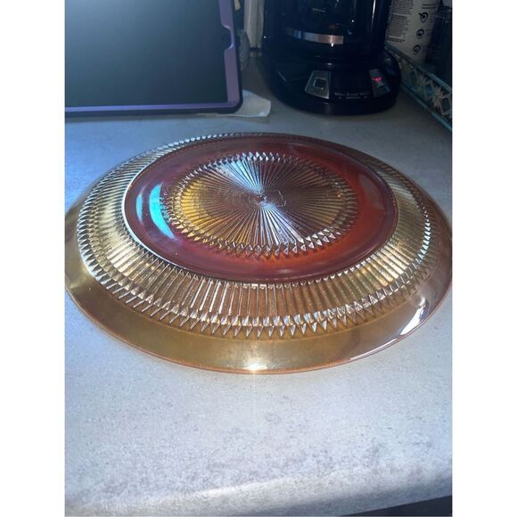 Vintage Jeannette Marigold Sunburst platter 13” flawless cookies burst! - Picture 11 of 16